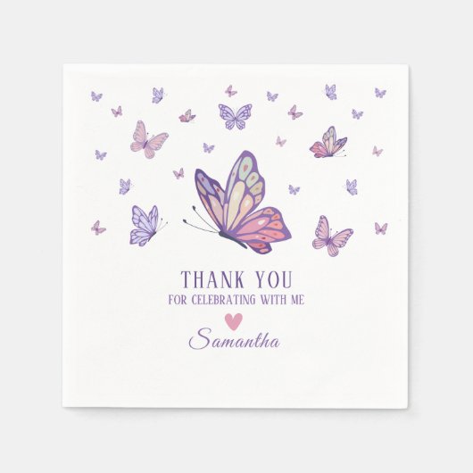 Lila Butterfly-Babydusche Serviette (Vorderseite)