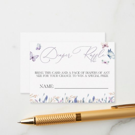 Lila Butterfly-Babydusche-Windschutzscheibe Begleitkarte (Vorderseite/Rückseite Beispiel)