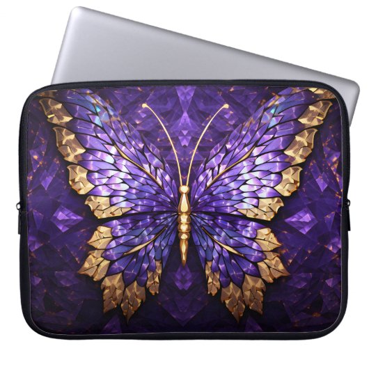 Lila Butterfly-beschichtete Glass-Laptop-Bag Laptopschutzhülle (Vorderseite)