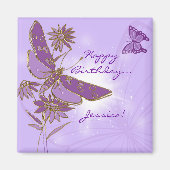 Lila Butterfly Birthday Magnet (Vorne)