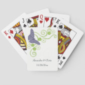 Lila Butterfly-Blumenkarten für Hochzeitsspiele Spielkarten (Rückseite)