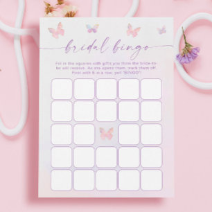 Lila Butterfly Brautparty Bingo Game Card Einladung