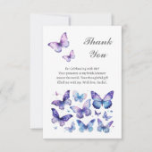 Lila Butterfly-Brautparty Dankeskarte (Vorderseite)