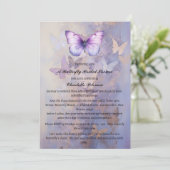Lila Butterfly-Brautparty Einladung (Stehend Vorderseite)