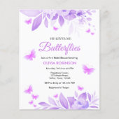 Lila Butterfly Bridal Dusche Einladung Flyer (Vorne)