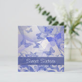 Lila Butterfly Bubbles Star 16 . Geburtstag Einladung (Stehend Vorderseite)