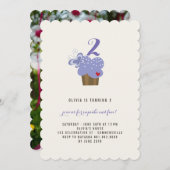 Lila Butterfly Cupcake Geburtstagsparty Einladung (Vorne/Hinten)