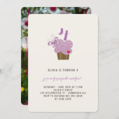 Lila Butterfly Cupcake Geburtstagsparty Einladung (Vorne/Hinten)