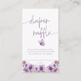 Lila Butterfly Diaper Raffelkarte Kinderdusche Begleitkarte
