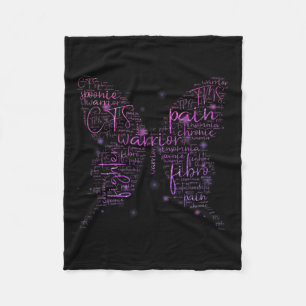 Lila Butterfly Fibro Krieger-Bewusstsein Word Clou Fleecedecke