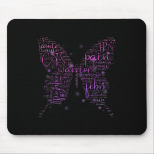 Lila Butterfly Fibro Krieger-Bewusstsein Word Clou Mousepad