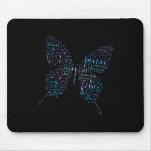Lila Butterfly Fibro Krieger-Bewusstsein Word Clou Mousepad