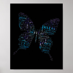 Lila Butterfly Fibro Krieger-Bewusstsein Word Clou Poster