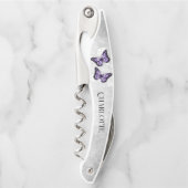 Lila Butterfly Floral Corkschraube Kellnermesser (Vorderseite)