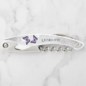 Lila Butterfly Floral Corkschraube Kellnermesser (Vorderseite)