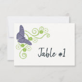 Lila Butterfly floral Empfang Tafelkarte Einladung (Rückseite)