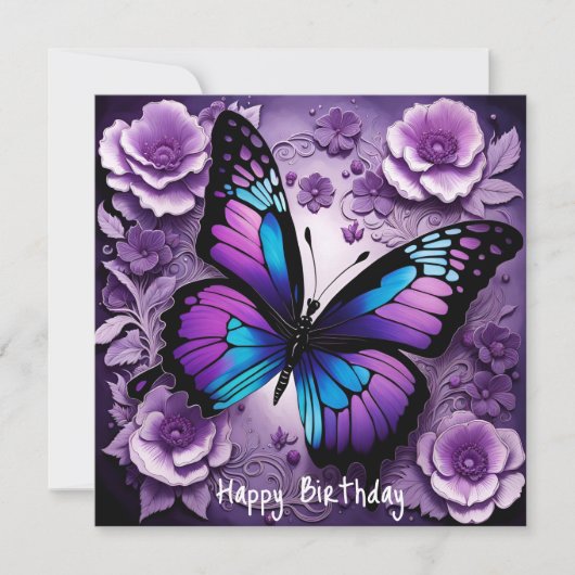 Lila Butterfly Floral Geburtstag Magnetkarte (Vorderseite)