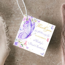Lila Butterfly Floral Girl Geburtstags-Liebesmarke Geschenkanhänger