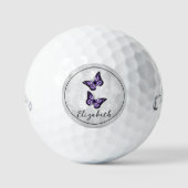Lila Butterfly Floral Golf Balls Golfball (Vorderseite)