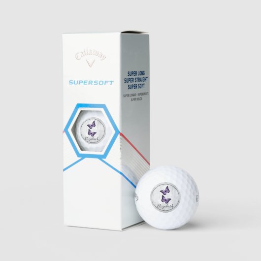 Lila Butterfly Floral Golf Balls Golfball (Verpackung)