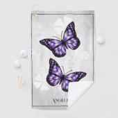 Lila Butterfly Floral Golf Handtuch (Insitu)