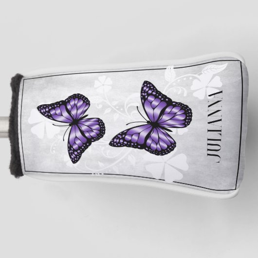 Lila Butterfly Floral Golf Head Cover Golf Headcover (Vorderseite)