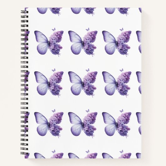 Lila Butterfly-Floral-Notebook Notizblock (Vorderseite)