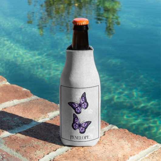 Lila Butterfly Floral Personalisiert Flasche Coole Flaschenkühler (In Situ Pool)