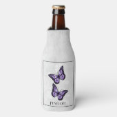 Lila Butterfly Floral Personalisiert Flasche Coole Flaschenkühler (Flaschenvorderseite)