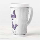 Lila Butterfly Floral Personalisiert Latte Tasse (Rechte Ecke)
