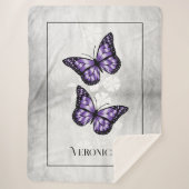 Lila Butterfly Floral Personalisiert Sherpadecke (Vorderseite)
