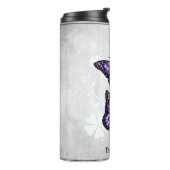 Lila Butterfly Floral Personalisiert Thermosbecher (Nach links gedreht)