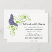 Lila Butterfly Floral Probe Dinner einladen Einladung (Vorne/Hinten)