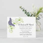 Lila Butterfly Floral Probe Dinner einladen Einladung (Stehend Vorderseite)