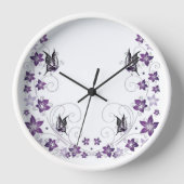 Lila Butterfly flylic Acrylwand Uhr (Vorderseite)