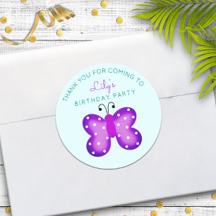 Lila Butterfly Gastgeschenk Vielen Dank Stickers