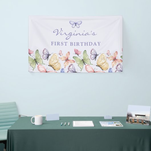Lila Butterfly Geburtstag Banner (Messeveranstaltung)