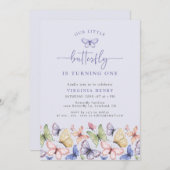 Lila Butterfly Geburtstag Einladung (Vorne/Hinten)