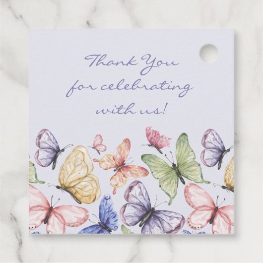 Lila Butterfly Geburtstag Geschenkanhänger (Rückseite)