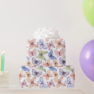 Lila Butterfly Geburtstag Geschenkpapier