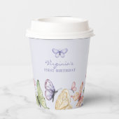 Lila Butterfly Geburtstag Pappbecher (Rückseite)
