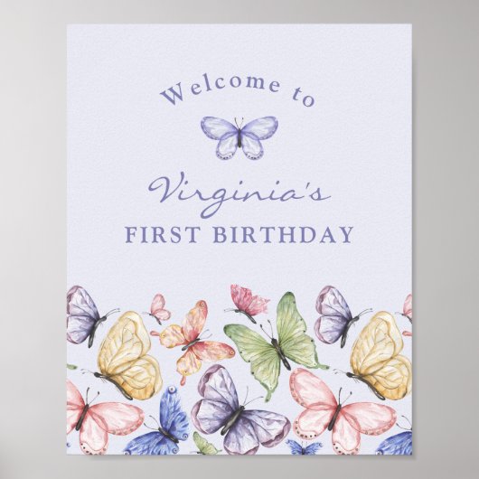 Lila Butterfly Geburtstag Poster (Vorne)