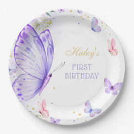 Lila Butterfly-Geburtstagspulpe Pappteller