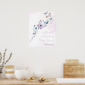 Lila Butterfly Girl Babydusche Begrüßungszeichen Poster (Küche)
