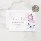 Lila Butterfly Girl Babydusche Danke Karte (Vorderseite/Rückseite Beispiel)