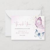 Lila Butterfly Girl Babydusche Danke Karte (Vorderseite)