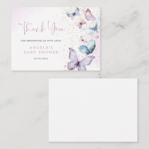 Lila Butterfly Girl Babydusche Danke Karte