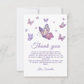 Lila Butterfly Girl Geburtstag Dankeskarte (Vorderseite)