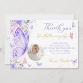 Lila Butterfly Girl Geburtstagsgeschenk Foto Dankeskarte (Vorderseite)