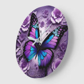 Lila Butterfly Große Wanduhr (Winkel)